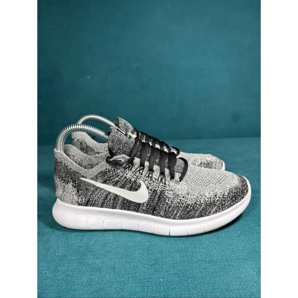 Nike Free RN Flyknit Gray White Running Shoes Women’s Size 7 Lightweight Sneaker